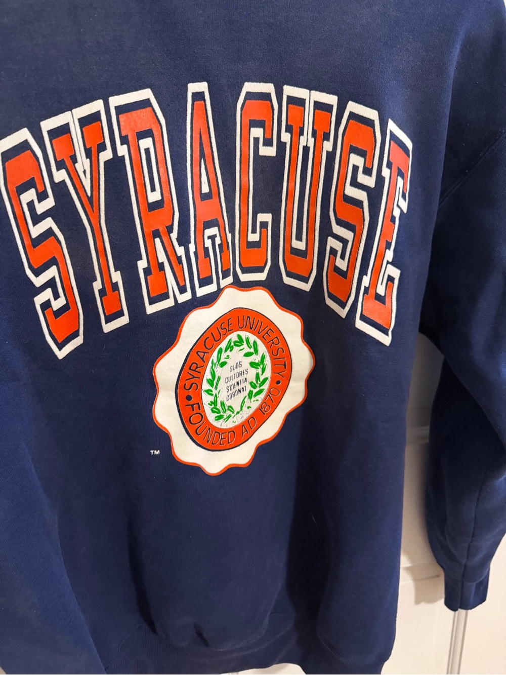 Trau & Loevner Navy and Orange Syracuse University Crewneck